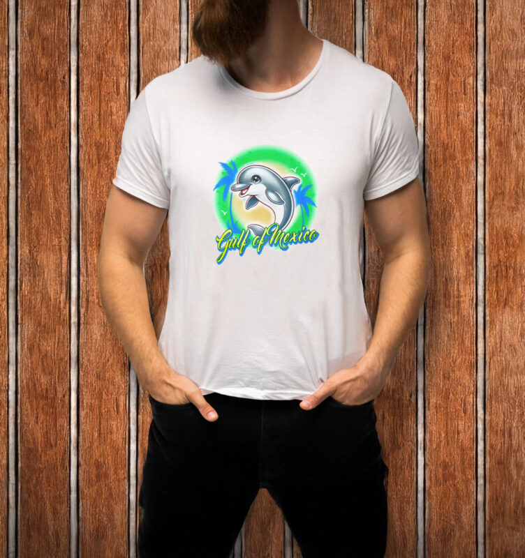 Gulf of Mexico Dolphin FDT Double Sided Funny Anti Trump Graphic T-Shirt