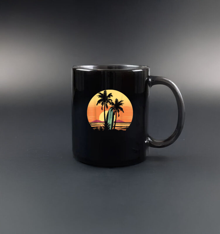 Vintage Wave Retro Surf Beach Surfboard Mug