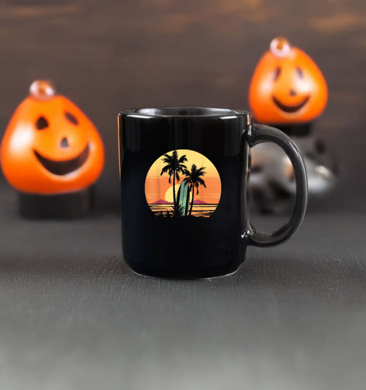 Vintage Wave Retro Surf Beach Surfboard Mug